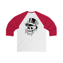Load image into Gallery viewer, Unisex 3/4 Sleeve Baseball X-mas Top Hat Skull Tee