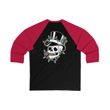 Load image into Gallery viewer, Unisex 3/4 Sleeve Baseball X-mas Top Hat Skull Tee